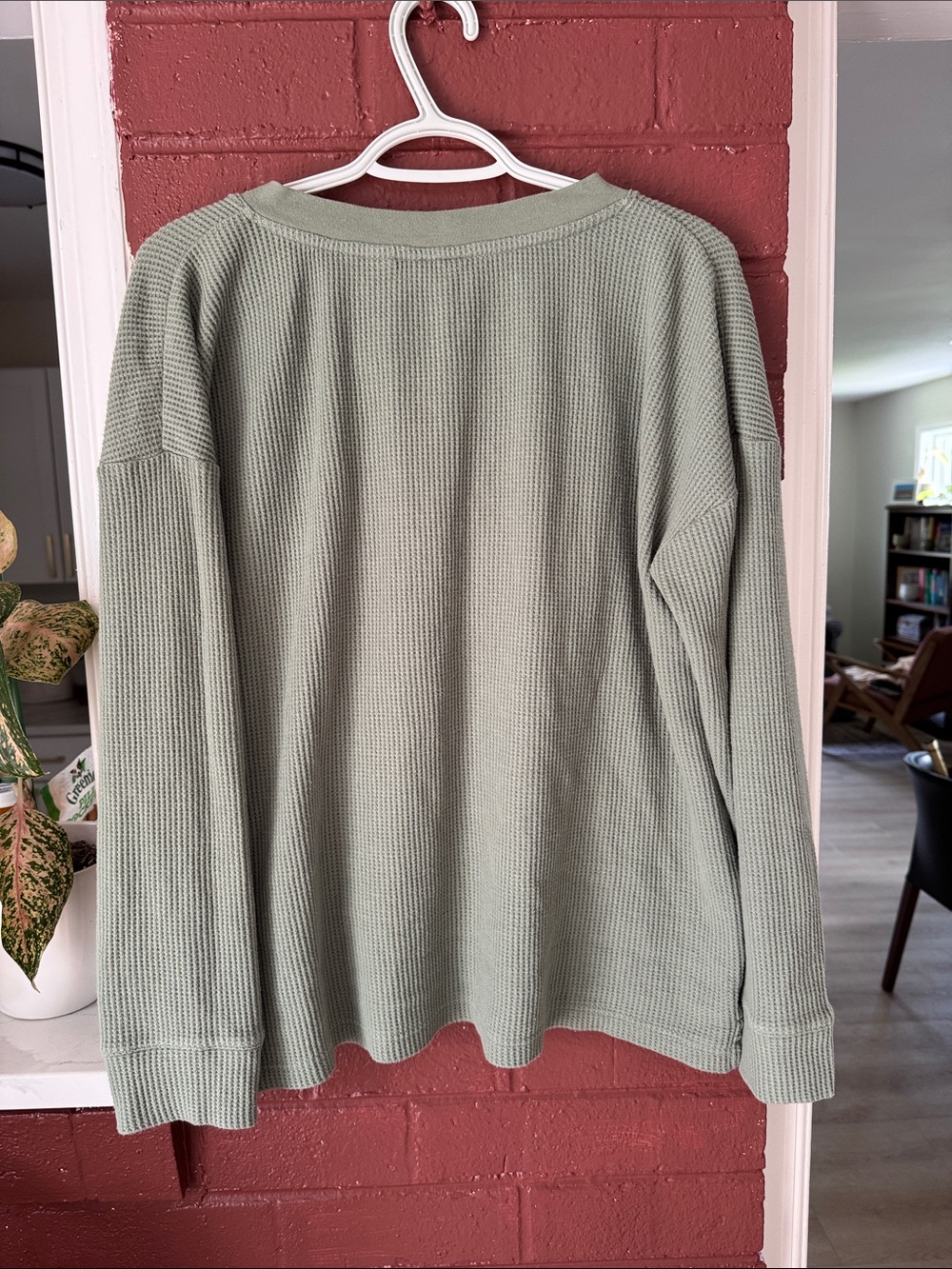 L.L.Bean Sage Green Waffle Knit Long Sleeve Loungewear Set Large - Picture 7 of 12